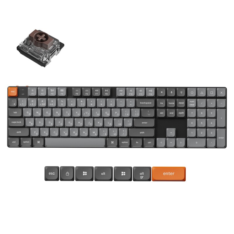 Клавиатура беспроводная Keychron K5 Max, Gateron MX 2.0 Brown, Hot-Swap, RGB UA Black (K5M-H3-UA)