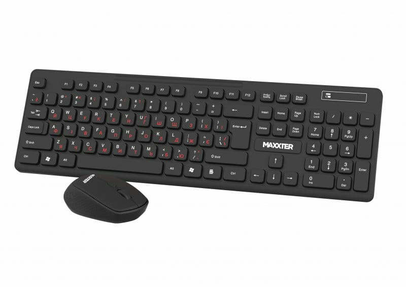 Комплект (клавіатура, миша) бездротовий Maxxter KMS-WCM-02B-UA Black