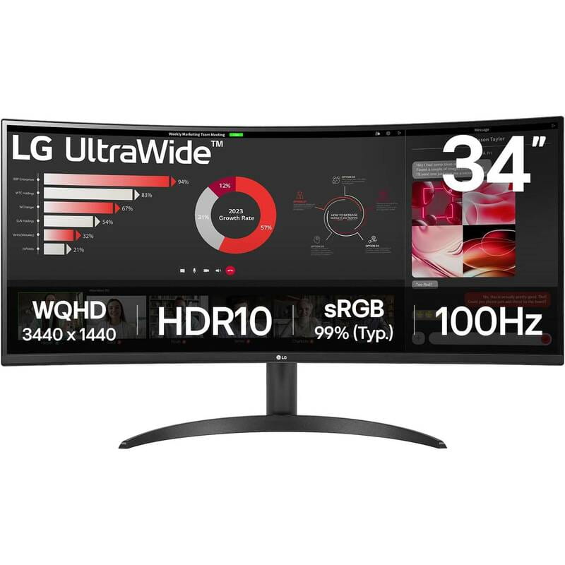 Монитор LG 34" UltraWide 34WR50QK-B IPS Black 100Hz Curved
