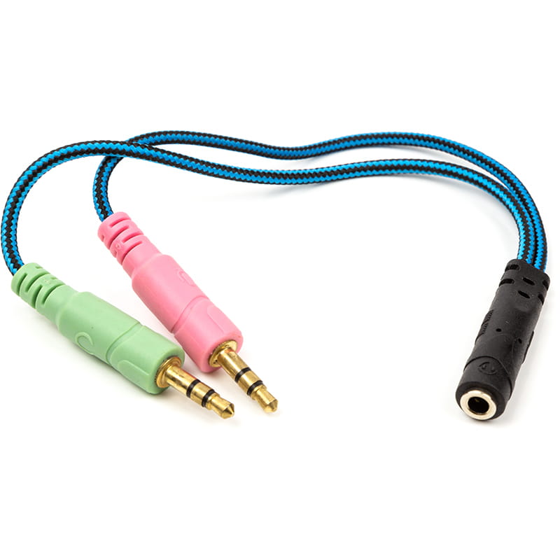 Перехідник PowerPlant 3.5 мм 4pin - 2x3.5 мм 3pin (F/M), 0.22 м (CA913084)