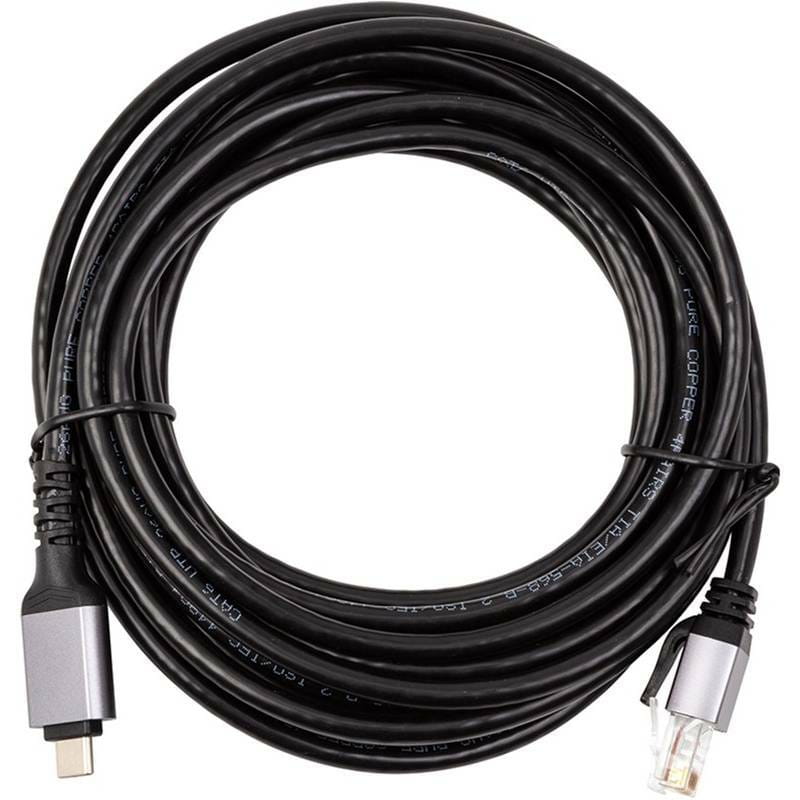 Кабель PowerPlant USB Type-C - RJ45 (M/М) 15м Black (CA914968)