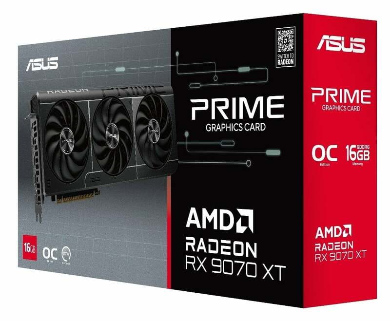 Видеокарта AMD Radeon RX 9070 XT 16GB GDDR6 Prime OC Asus (PRIME-RX9070XT-O16G)