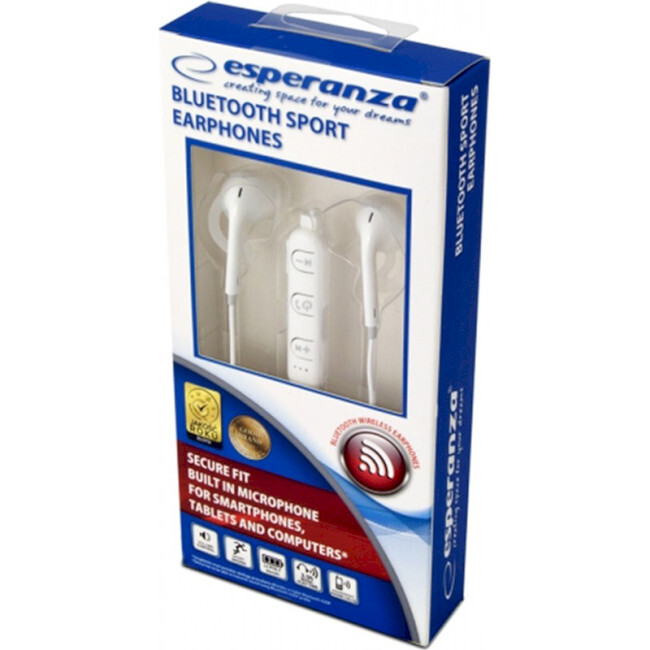 Bluetooth-гарнітура Esperanza Wireless Sport Eaprhones White (EH187W)