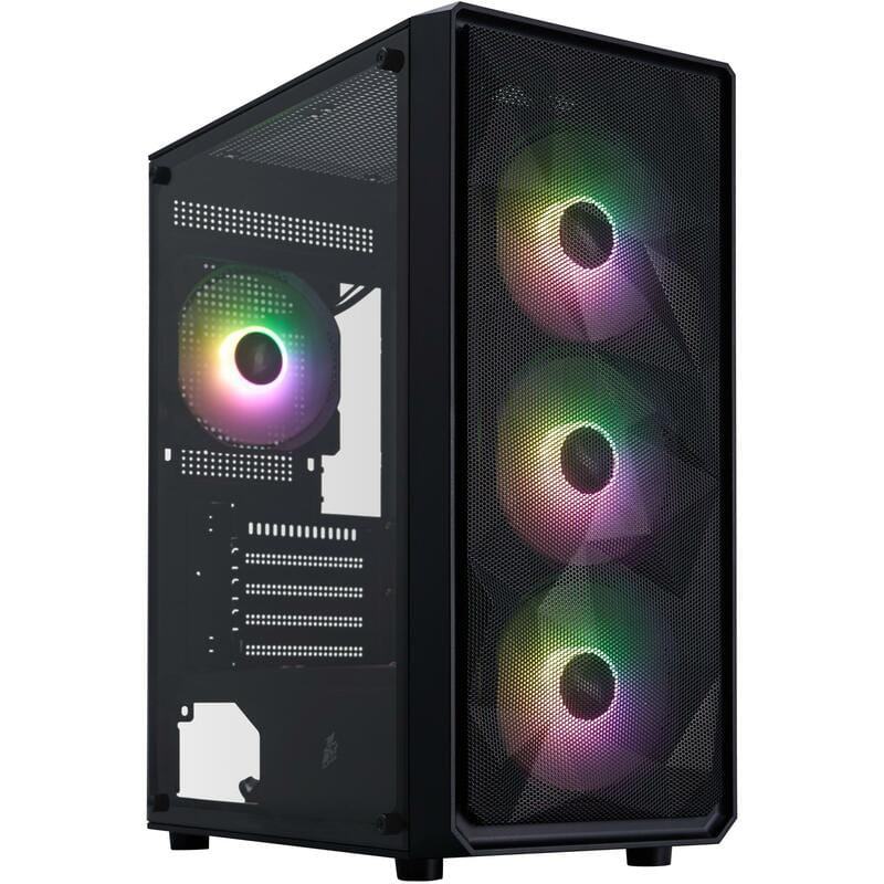 Корпус 1stPlayer FD3-M-BK-4F7 Black без БЖ