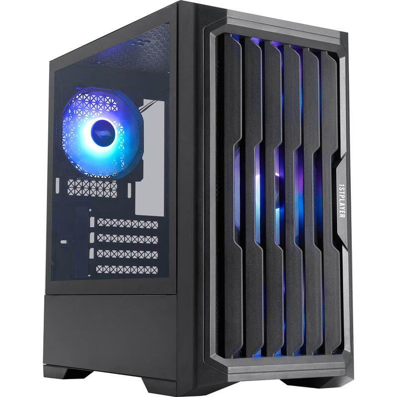 Корпус 1stPlayer H2-BK-4F7 Black без БП