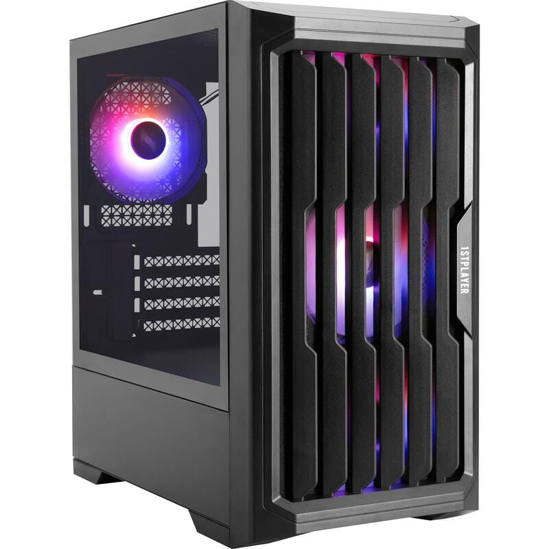 Корпус 1stPlayer H2-BK-4F7 Black без БП