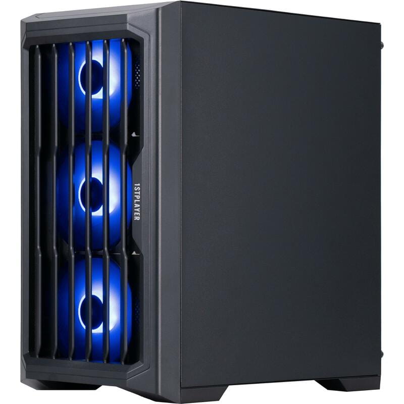 Корпус 1stPlayer H2-BK-4F7 Black без БП