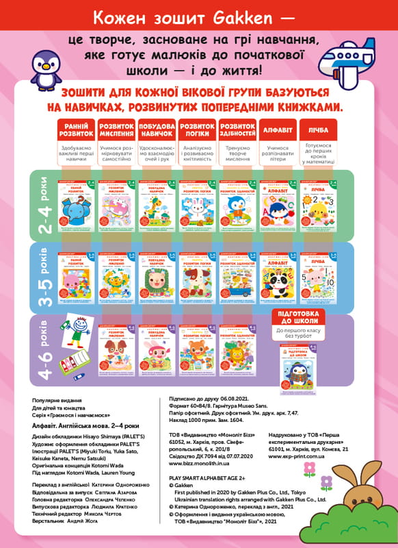 Умные игры. Английский язык. Алфавит. 2-4 года + наклейки и многоразовые страницы для рисования / Gakken