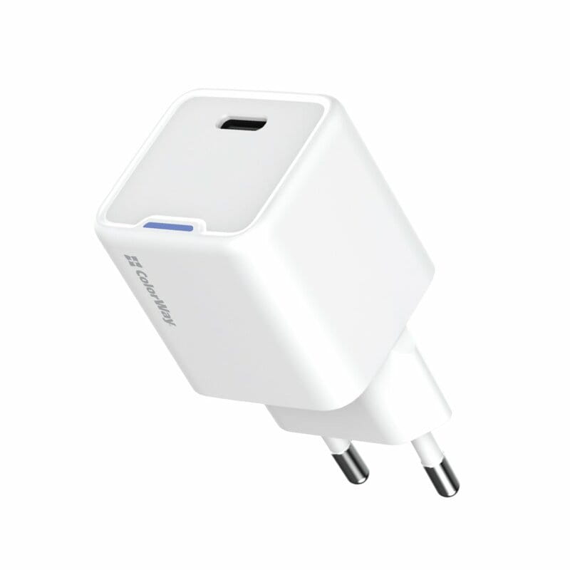 Мережевий зарядний пристрій ColorWay GaN Mini 25W PD Port PPS USB-C White (CW-CHS052PD-WT)