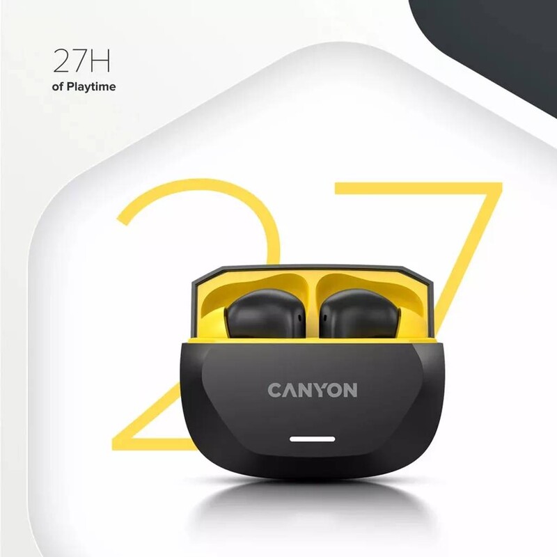 Bluetooth-гарнитура Canyon TWS-7 Hexagon Black/Yellow (CNS-TWS7BY)