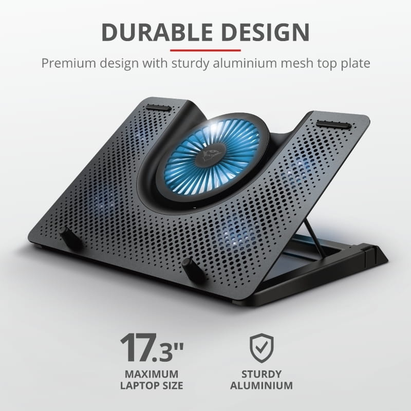 Охлаждающая подставка для ноутбука Trust GXT 1125 Quno Blue LED 17.3" Black (23581)