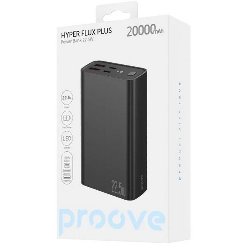 Універсальна мобільна батарея Proove Hyper Flux Plus 22.5W 20000mAh Black (PBF222120001)