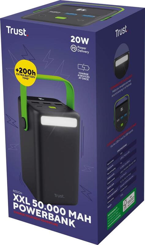 Универсальная мобильная батарея Trust Redoh 50000mAh 20W Black (25196)