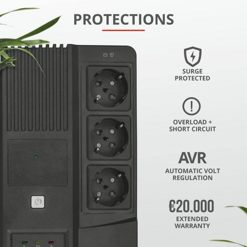 Джерело безперебійного живлення Trust Maxxon 800VA, UPS, Black (23326)