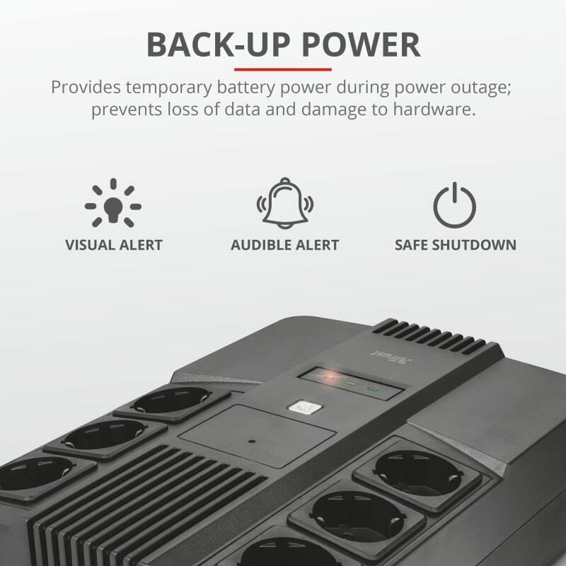 Джерело безперебійного живлення Trust Maxxon 800VA, UPS, Black (23326)