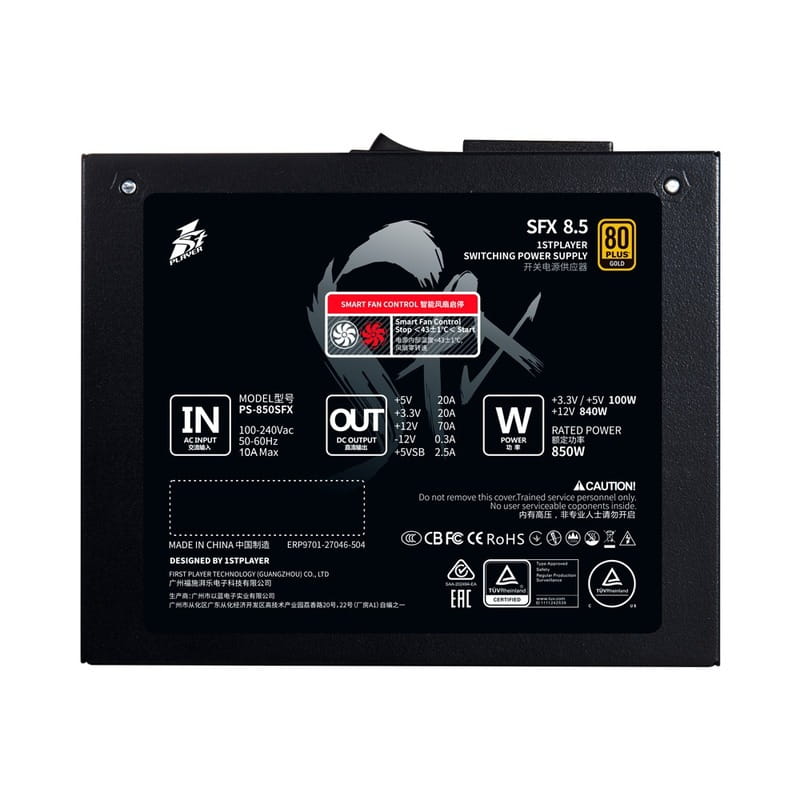 Блок питания 1stPlayer PS-850SFX 850W (SFX-GLD-850-BK-EU)