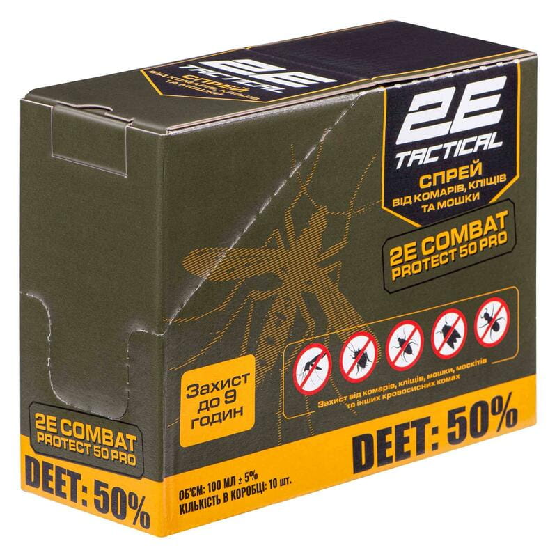 Спрей від комарів, кліщів та мошок 2E Combat Protect 50 Pro, 100 мл, 10 шт (2E-RPLNTDT50-10DB)