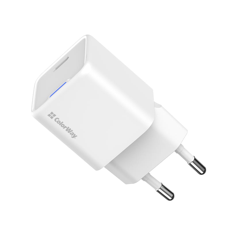 Сетевое зарядное устройство ColorWay GaN Mini 20W PD Port PPS USB-C White (CW-CHS059PD-WT)