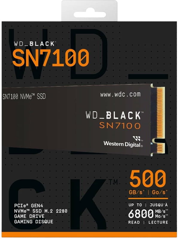 Накопичувач SSD 500GB WD Black SN7100 M.2 2280 NVMe PCIe 4.0 x4 3D TLC NAND (WDS500G4X0E)