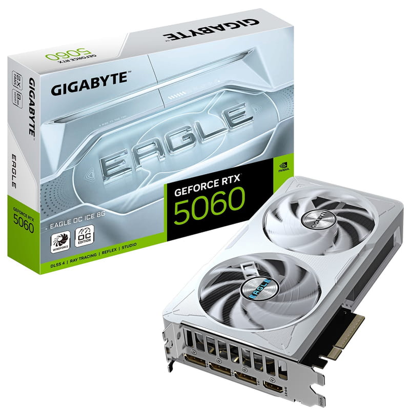 Видеокарта GF RTX 5060 8GB GDDR7 Eagle OC Ice Gigabyte (GV-N5060EAGLEOC ICE-8GD)