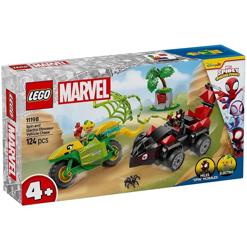 Конструктор LEGO Marvel Гонки на электромобилях с динозаврами (11198)