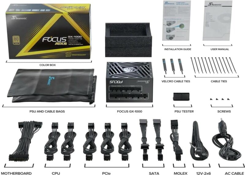 Блок живлення Seasonic Focus GX-1000W ATX 3.1 Black