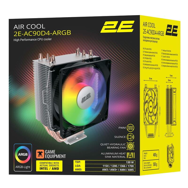 Кулер процесорний 2E Gaming Air Cool (2E-AC90D4-ARGB)
