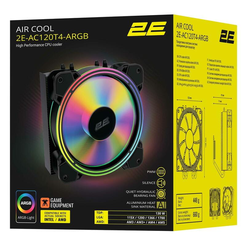 Кулер процесорний 2E Gaming Air Cool (2E-AC120T4-ARGB)
