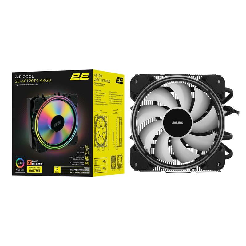 Кулер процесорний 2E Gaming Air Cool (2E-AC120T4-ARGB)