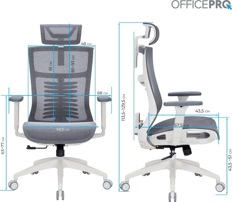 Крісло офісне Officepro Balance OC620-W-DG-DG White/Dark Gray