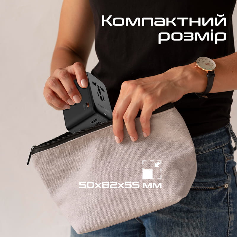 Зарядний пристрій Promate TripMate-GaN100 100W Black
