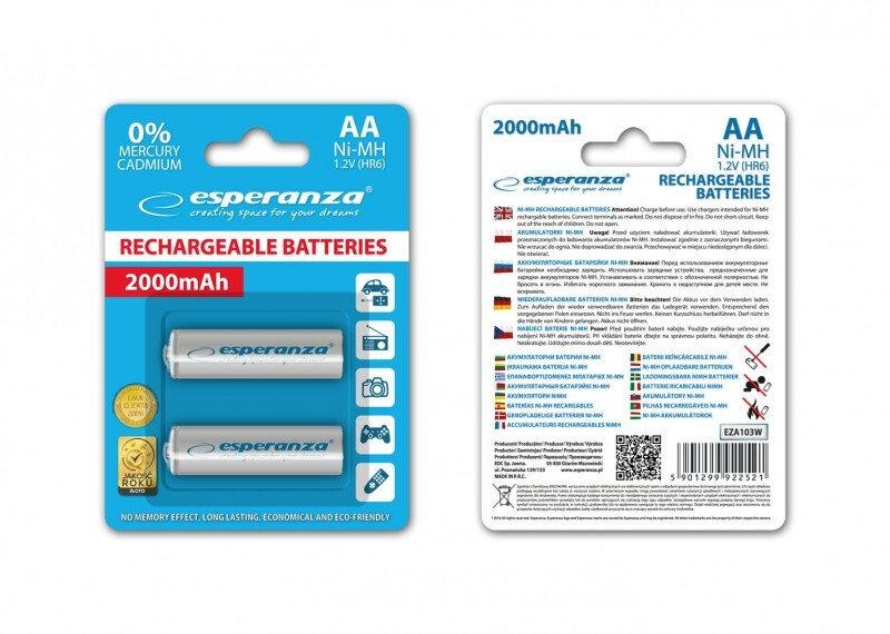 Акумулятор Esperanza Ni-MH AA/HR06 2000 mAh BL 2шт White