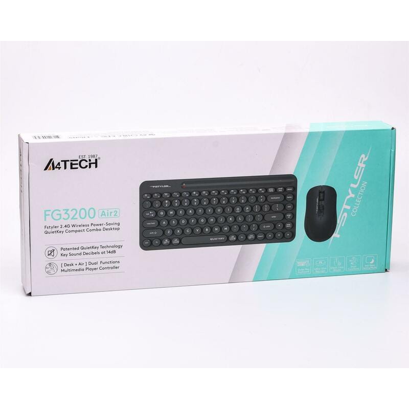 Комплект (клавиатура, мышь) беспроводной A4Tech FG3200 Air2 Grey