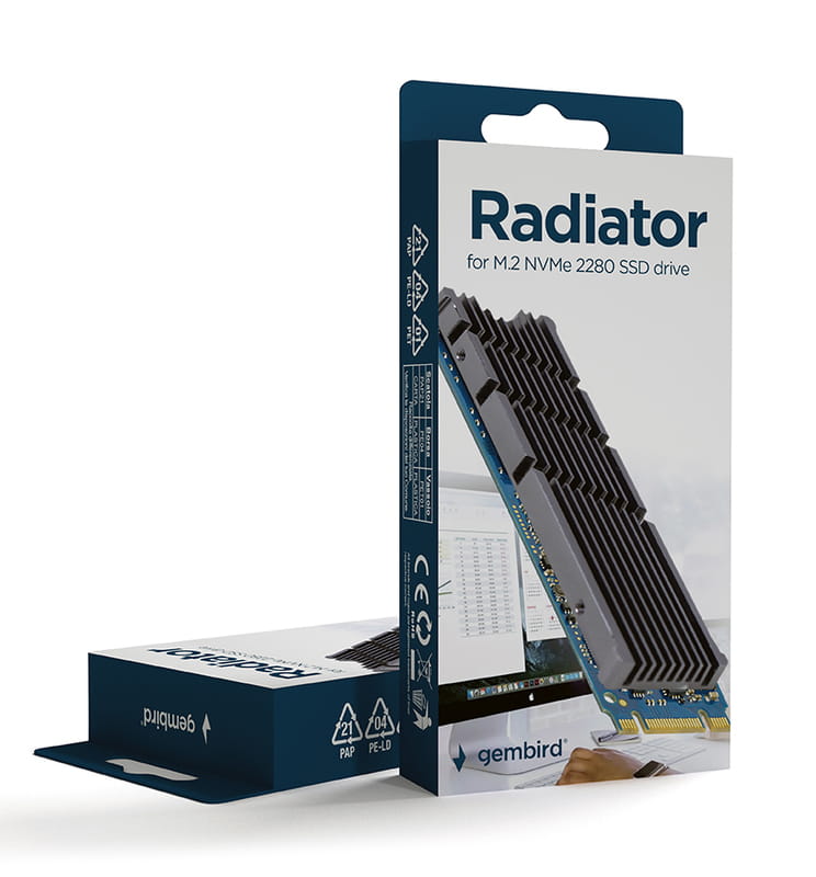 Радіатор охолодження для SSD Gembird M.2 2280 Black (EE2280-R-01)