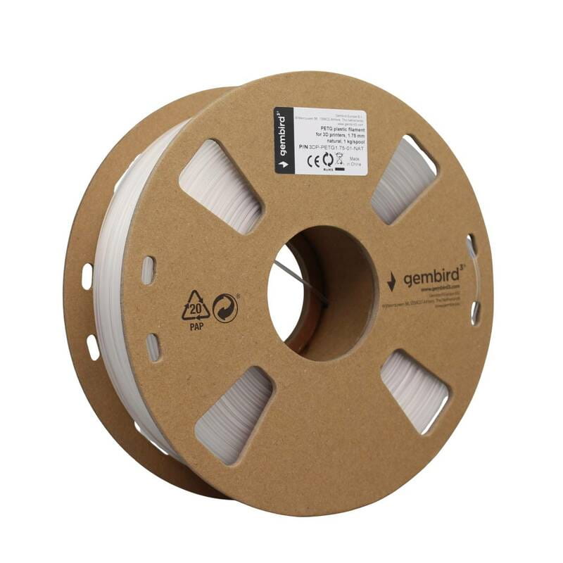Філамент пластик Gembird для 3D-принтера 3DP-PETG 1.75 мм 1 кг, прозорий (3DP-PETG1.75-01-NAT)