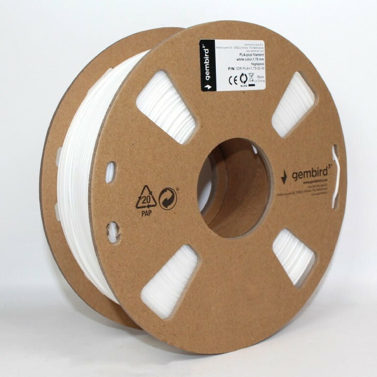 Філамент пластик Gembird для 3D-принтера 3DP-PLA 1.75 мм 1 кг, белый (3DP-PLA+1.75-02-W)