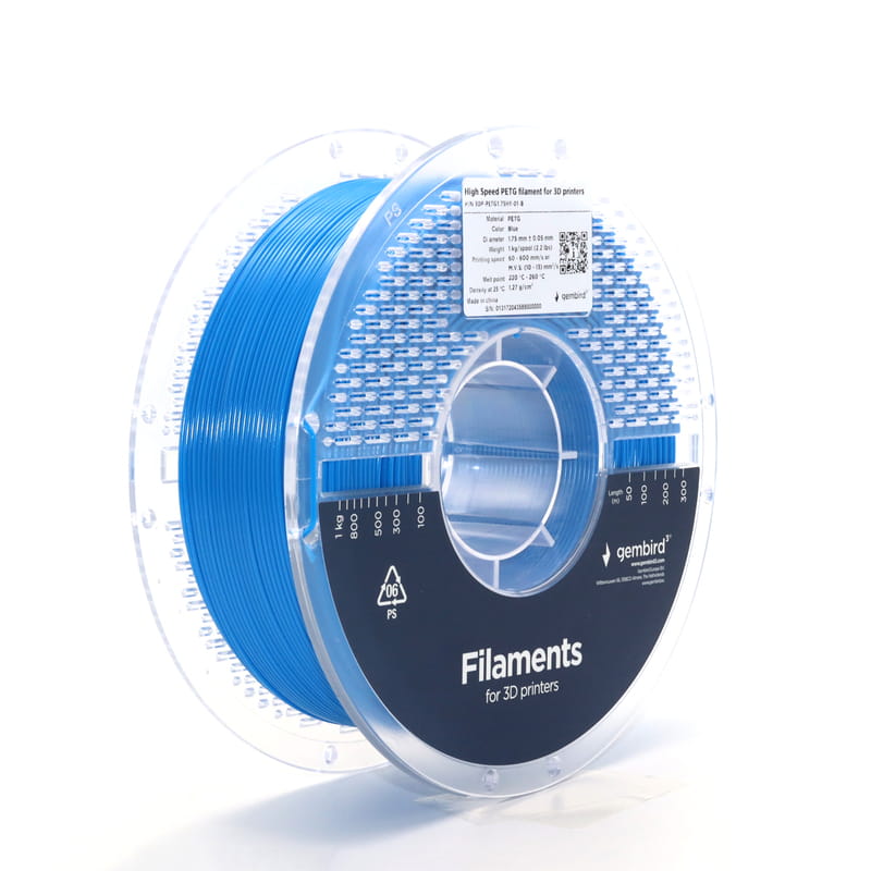 Филамент пластик Gembird для 3D-принтера High Speed PETG 1.75 мм 1 кг, синий (3DP-PETG1.75HY-01-B)