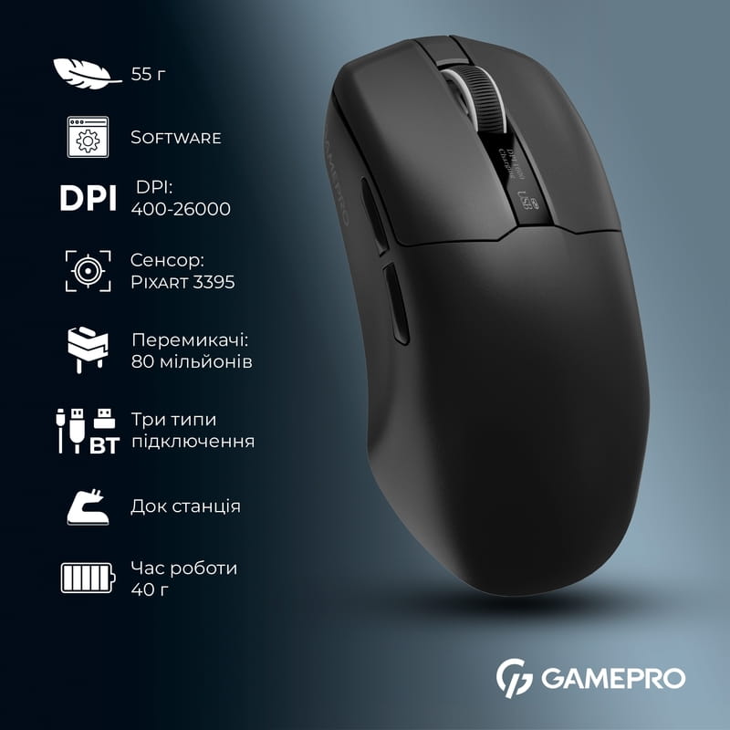 Миша бездротова GamePro Asgard Thor Black (GM023B)