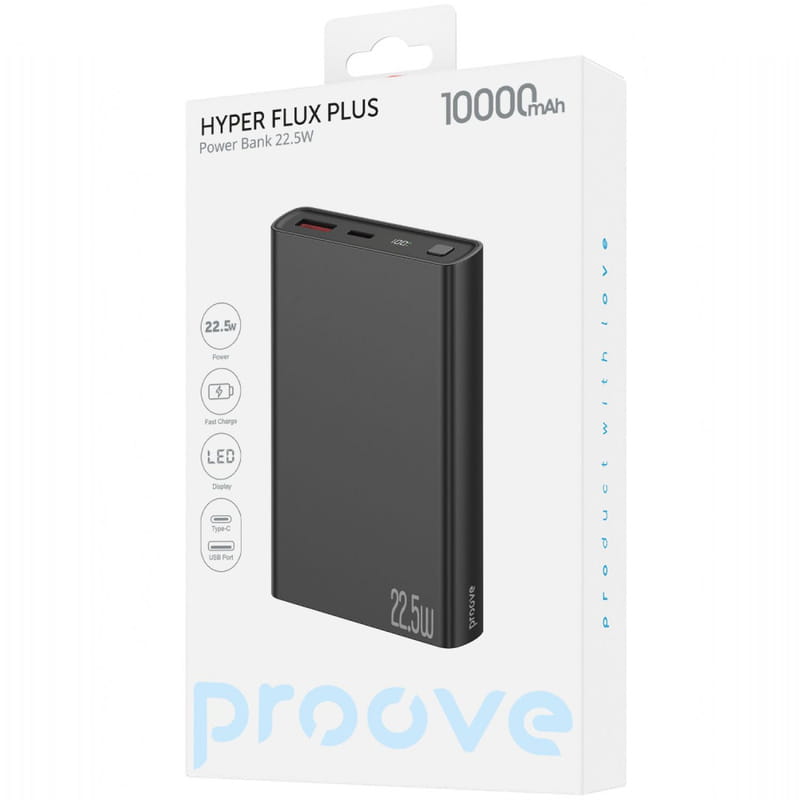 Універсальна мобільна батарея Proove Hyper Flux Plus 22.5W 10000mAh Black (PBF122120001)