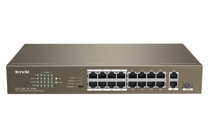 Комутатор Tenda TEF1118P-16-150W