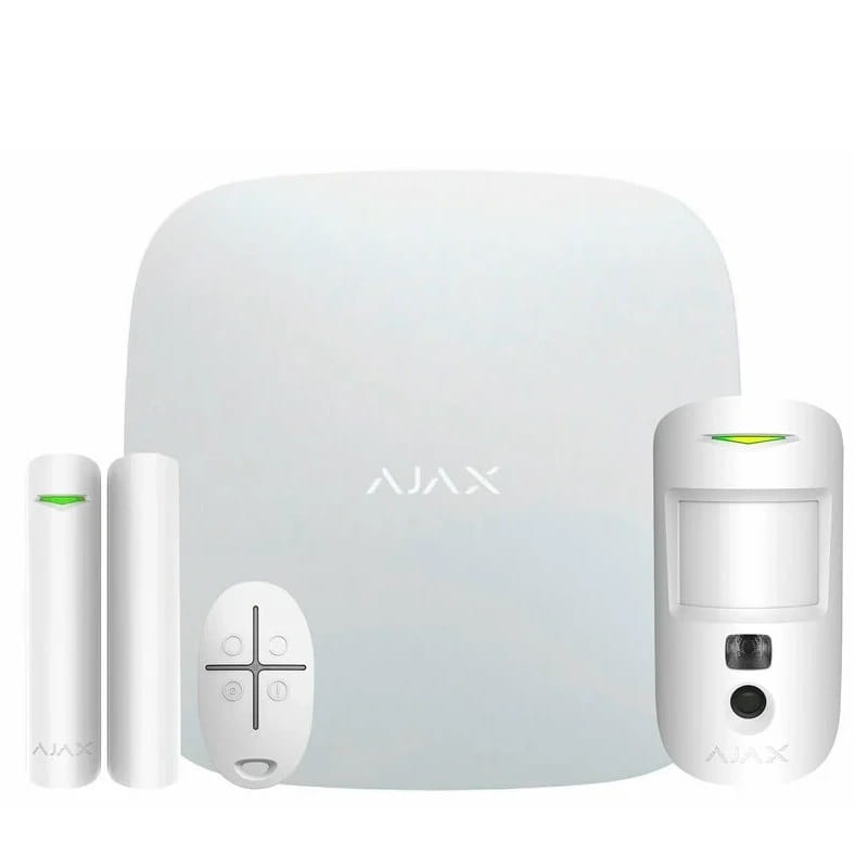 Комплект охоронної сигналізації Ajax StarterKit Cam Plus HDR ECG (8EU) UA White (117597.66.WH1)
