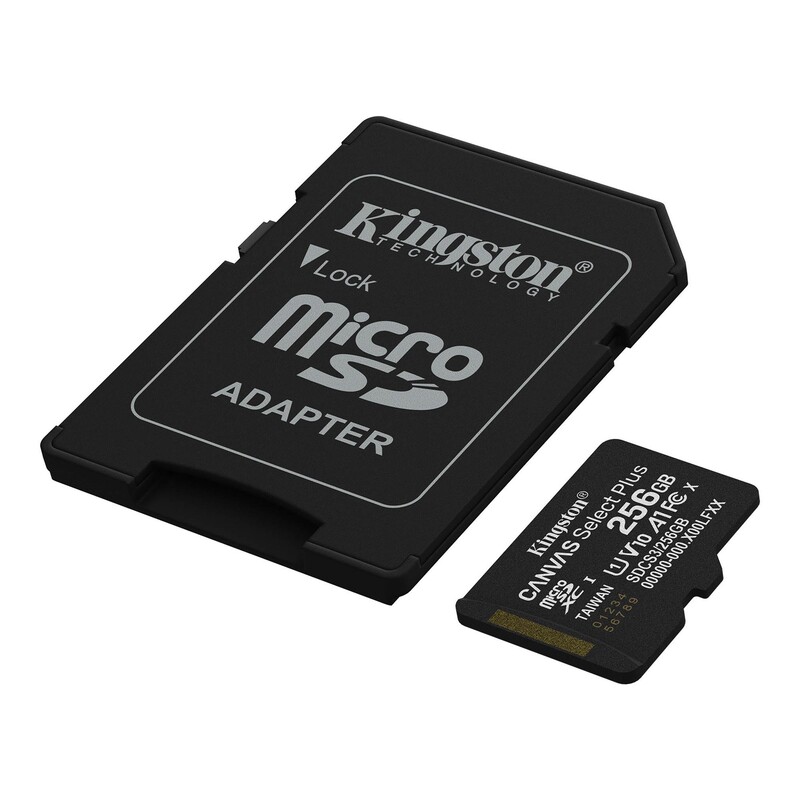 Карта пам`яті MicroSDXC 256GB UHS-I Class 10 Kingston Canvas Select Plus R150MB/s + SD-адаптер (SDCS3/256GB)