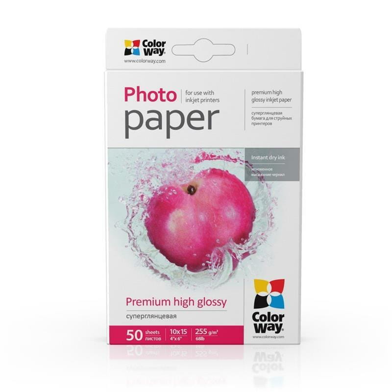 Фотобумага ColorWay суперглянцевая 255г/м2 10х15см 50л (PSG2550504R)