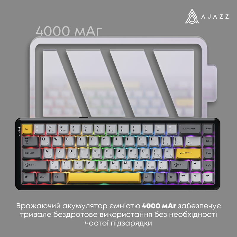 Клавиатура беспроводная Ajazz AK680 Max (8+8K) Magnetic Switch Black (AK680-M-BGY-A)