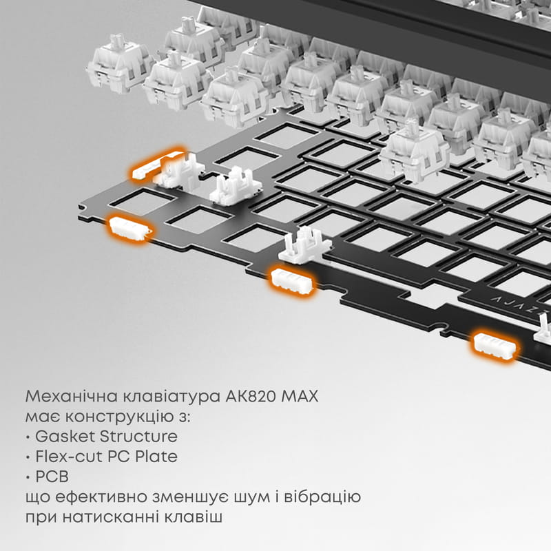 Клавиатура Ajazz AK820 Max Magnetic Switch White (AK820MAX-WM-PWB)