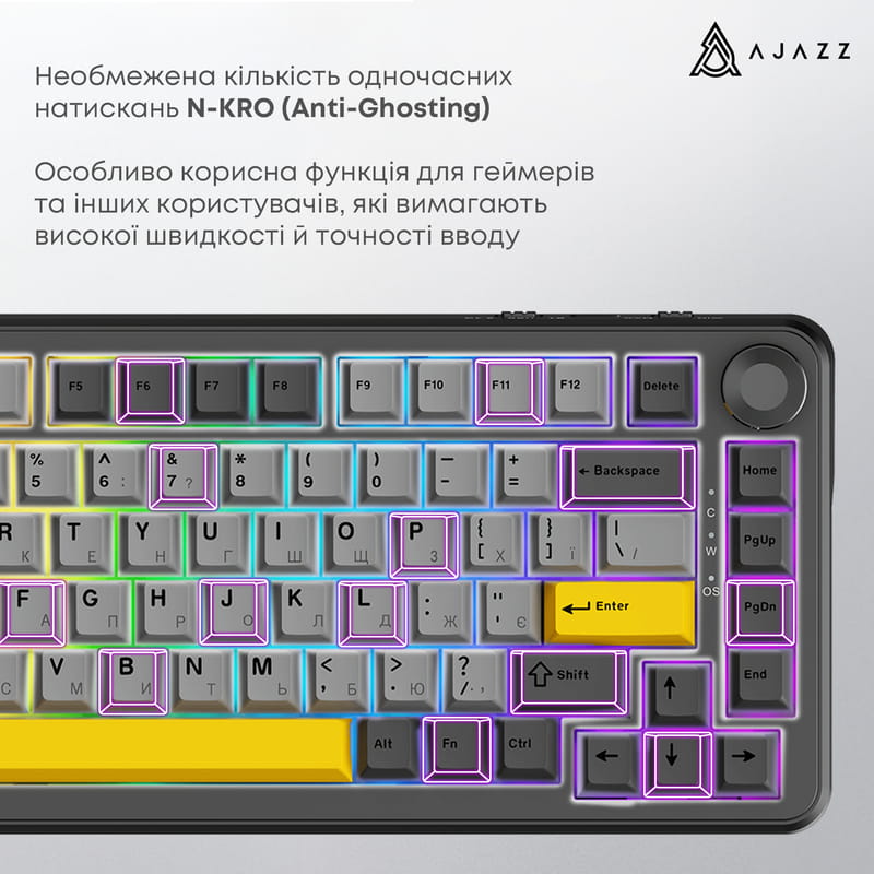 Клавиатура Ajazz AK820 Max Magnetic Switch Black (AK820MAX-WM-BGY)