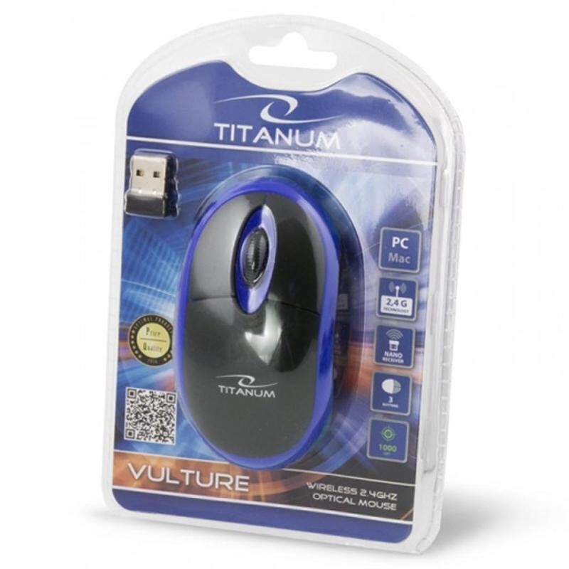 Мишка бездротова Esperanza Titanum TM116B Black-Blue USB