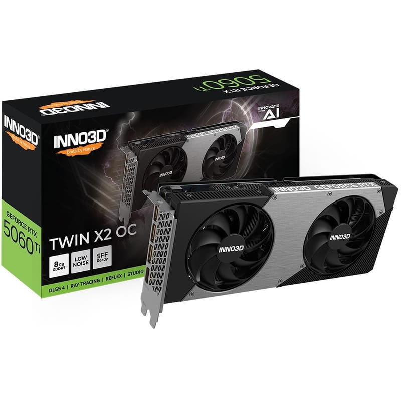 Видеокарта GF RTX 5060 Ti 8GB GDDR7 Twin X2 OC Inno3D (N506T2-08D7X-193075N)