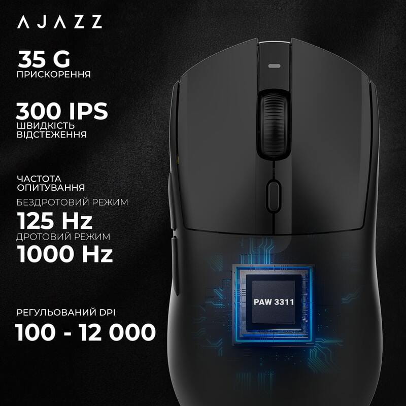 Мышь беспроводная Ajazz AJ139 V2 Black (AJ139-V2-MC-B)
