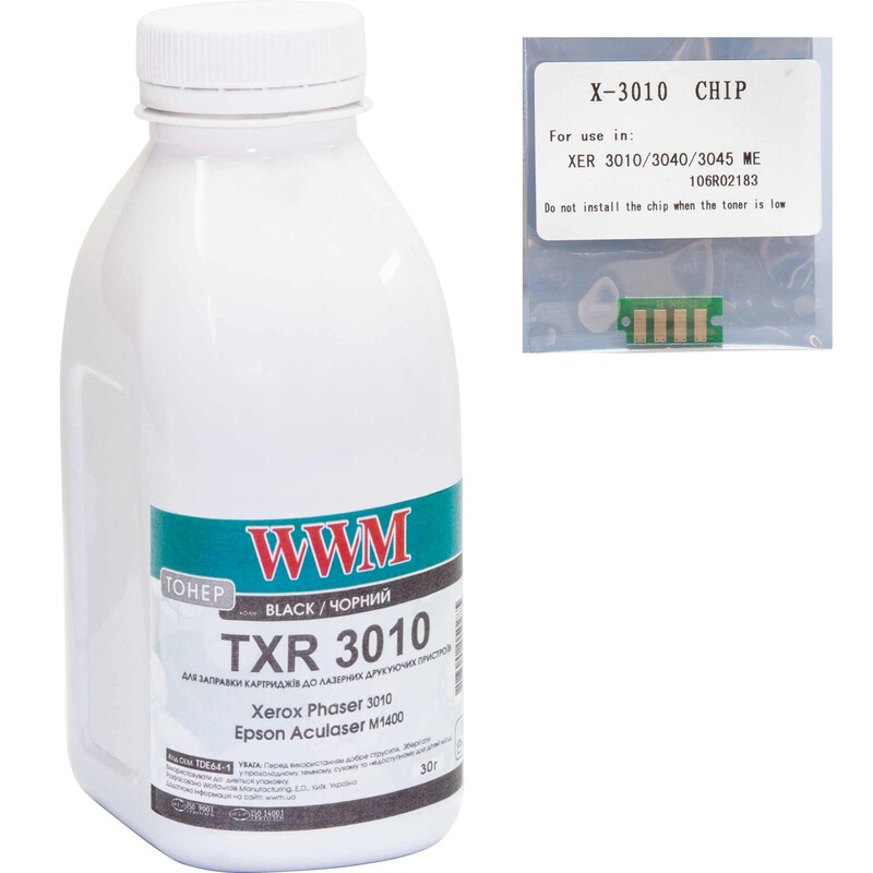 Тонер WWM (TCXP3010) Xerox Phaser 3010 Black 30г + чип